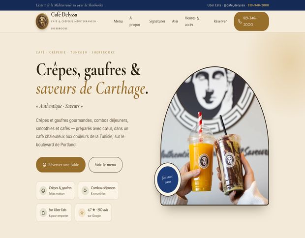 Preview of the demo website — Café Delyssa