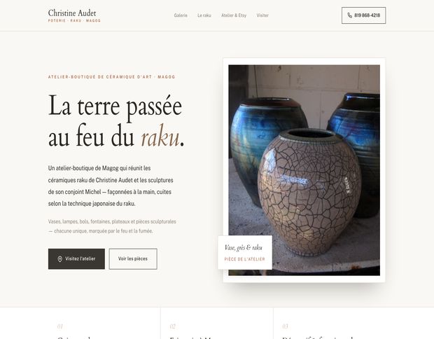 Preview of the demo website — Poterie Christine Audet